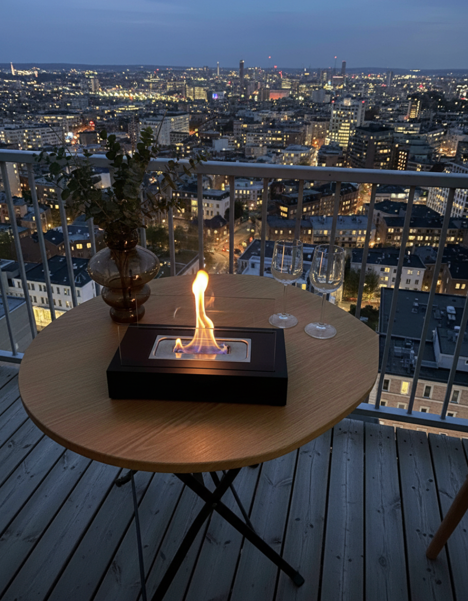 LIGE NU: Fritstående biopejs i sort stål - 38% RABAT + FRI FRAGT