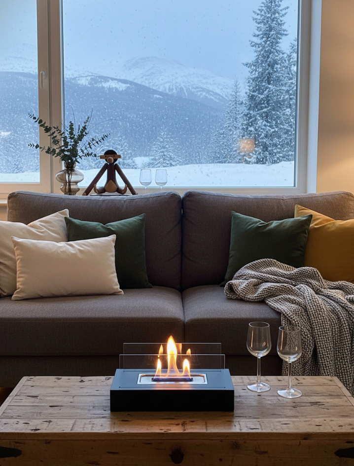 LIGE NU: Fritstående biopejs i sort stål - 38% RABAT + FRI FRAGT